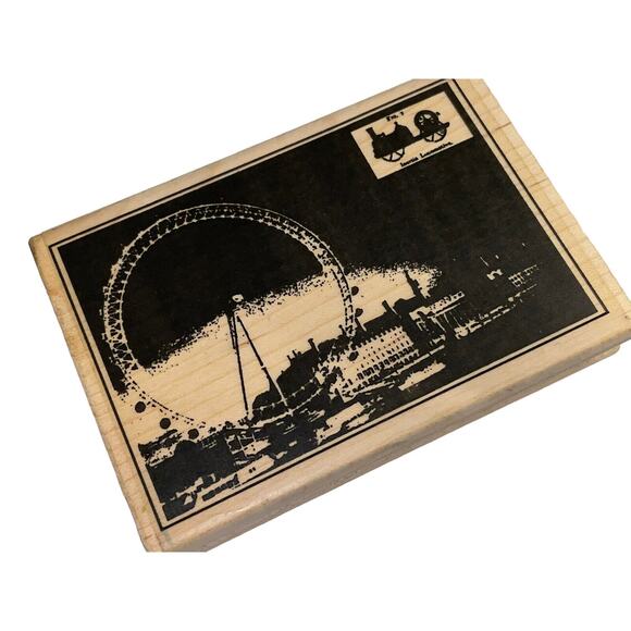 Stampington C8242 Millennium Wheel Wood Mounted Stamp 2001 Retired Gift Vintage - Picture 5 of 10
